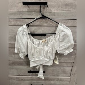 altered state white puffy sleeve crop top